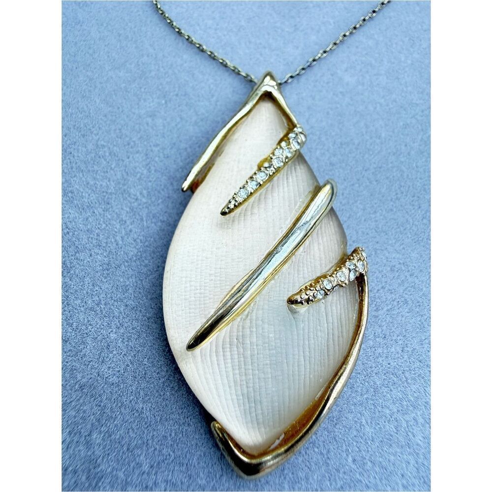 Alexis Bittar Women Gold Tone Lucite Crystal Statement Pendant Necklace